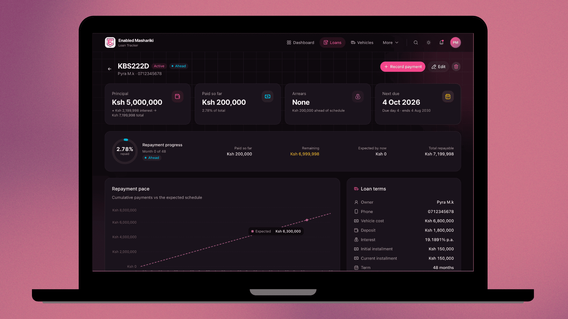 Enabled Loan and Insurance Tracker screenshot